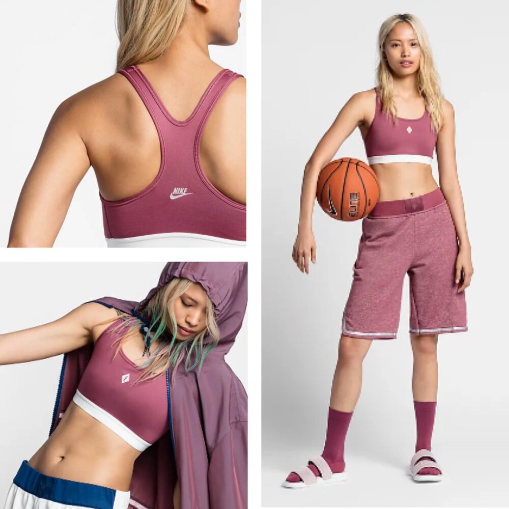 NikeLab x Pigalle Pro Classic Sports Bra Burgundy Pullover Womens M with Pads